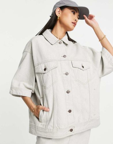 Veste d'ensemble en jean à manches courtes - Taupe - Topshop - Modalova