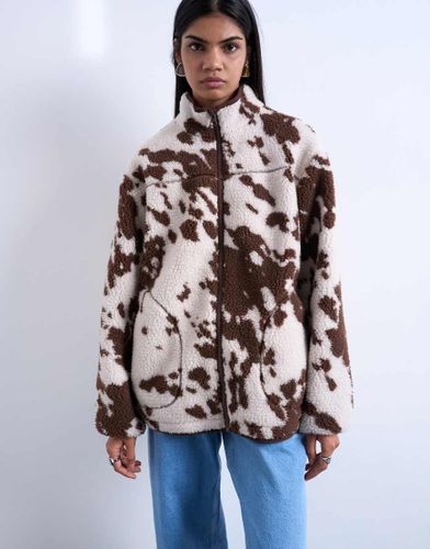 Veste en polaire imitation peau de mouton  imprim vache - Topshop - Modalova