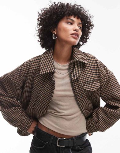 Bomber classique à carreaux en laine mélangée avec languette - Topshop - Modalova