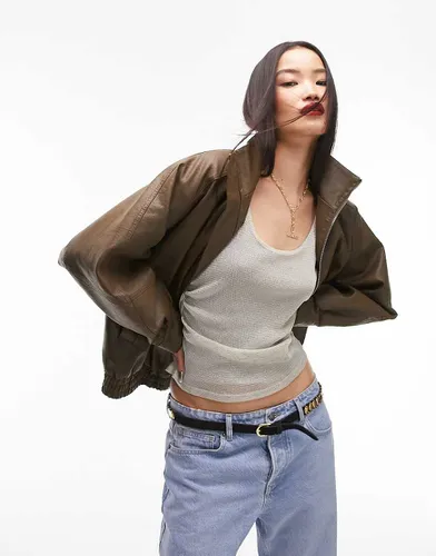 Bomber style années 80 en similicuir - Topshop - Modalova