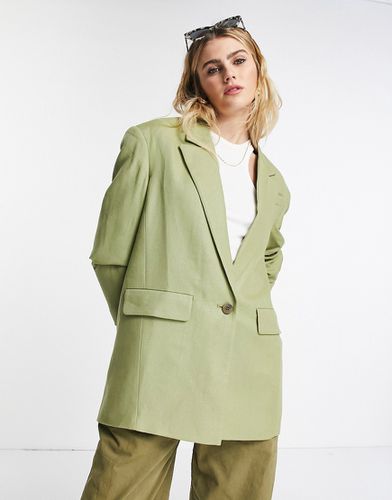 Blazer décontracté oversize à boutonnage simple - Sauge - Topshop - Modalova