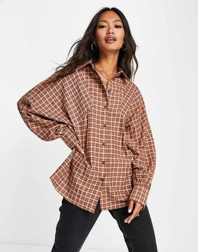 Chemise oversize à carreaux coupe boyfriend - Topshop - Modalova