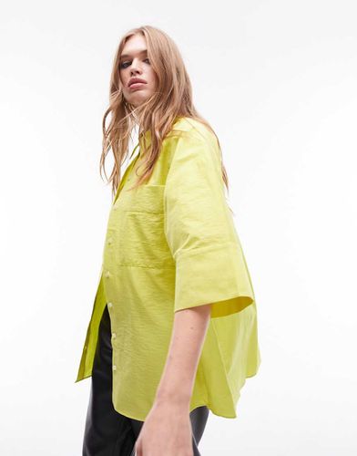 Chemise oversize d'ensemble coupe boyfriend à manches 3/4 - Chartreuse - Topshop - Modalova