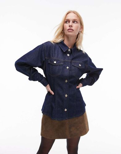 Chemise cintrée en denim - Indigo brut - Topshop - Modalova