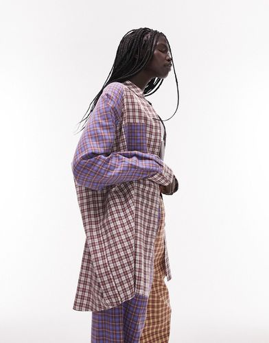 Chemise de pyjama oversize à carreaux effet coupé-cousu - Topshop - Modalova