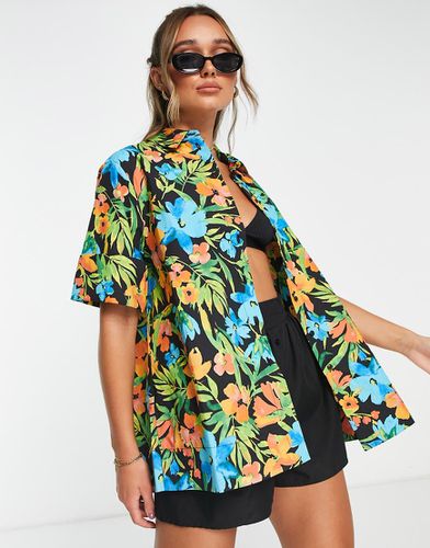 Chemise de vacances en lin à imprimé tropical - Topshop - Modalova