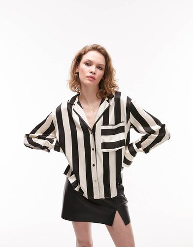 Chemise décontractée style pyjama à rayures - Noir et blanc - Topshop - Modalova