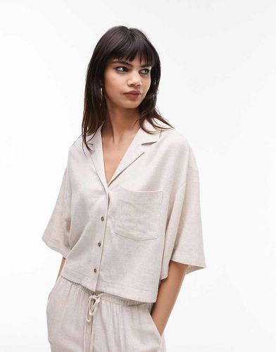 Chemise d'ensemble en lin à manches courtes - Sable - Topshop - Modalova