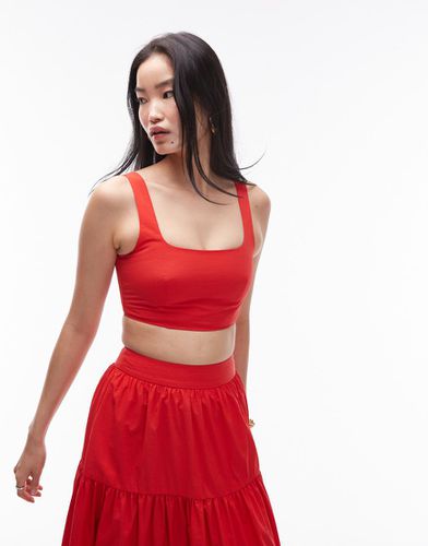 Crop top d'ensemble en taffetas à encolure carrée - Topshop - Modalova