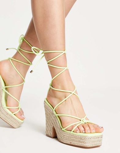 Espadrilles compensées à lacets en zigzag - Citron - Topshop - Modalova