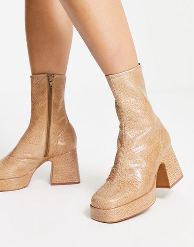 Hollis - Bottines en cuir de qualité supérieure à semelle plateforme - Camel - Topshop - Modalova