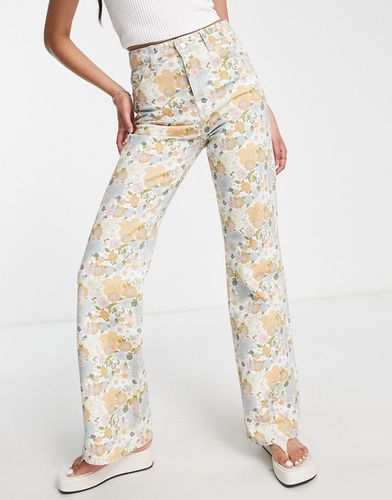 Jean évasé à fleurs rétro style années 90 - Topshop - Modalova