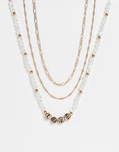 Lot de 3 colliers avec collier ras de cou, chaîne et collier de perles - Topshop - Modalova