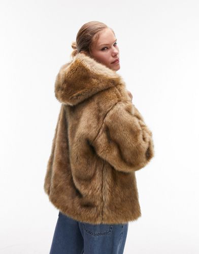 Manteau en fausse fourrure style vintage à capuche - Topshop - Modalova