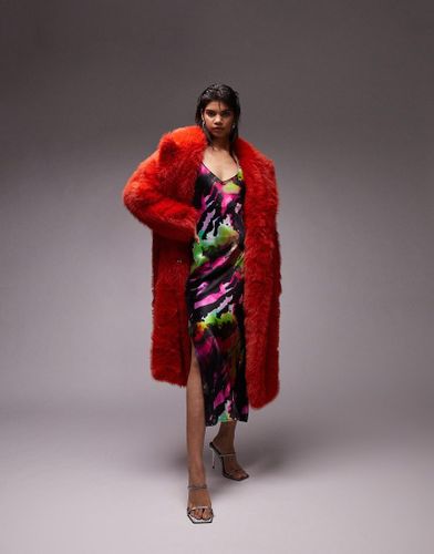 Manteau long oversize avec empiècements en fausse fourrure - Topshop - Modalova