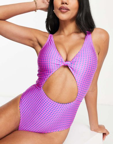 Maillot 1 pièce noué sur le devant - Vichy - Topshop - Modalova