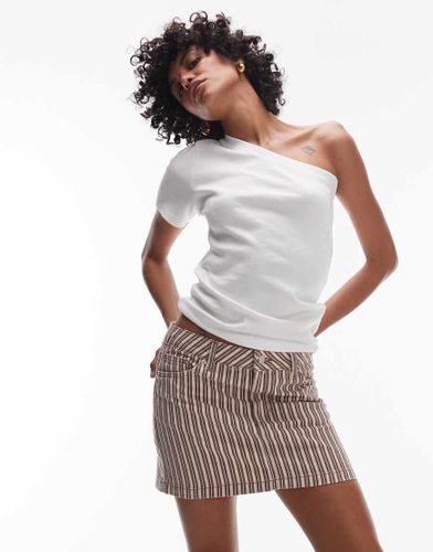 Mini-jupe en jean  basque et rayures - Bordeaux et babeurre - Topshop - Modalova