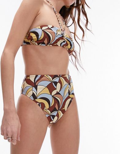 Mix and Match - Bas de bikini échancré à taille haute - Imprimé volutes style années 70 - Topshop - Modalova