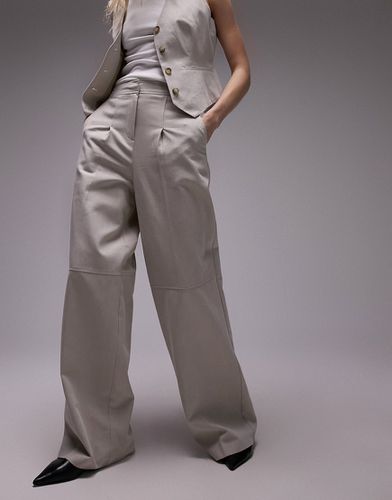 Pantalon ample en lin épais à coutures - Écru - Topshop - Modalova