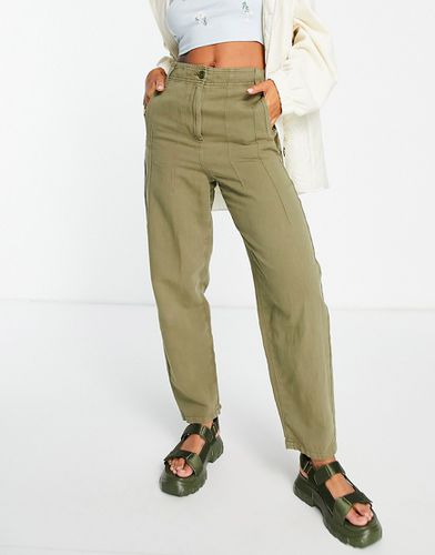 Pantalon carotte léger à taille haute - Kaki - Topshop - Modalova