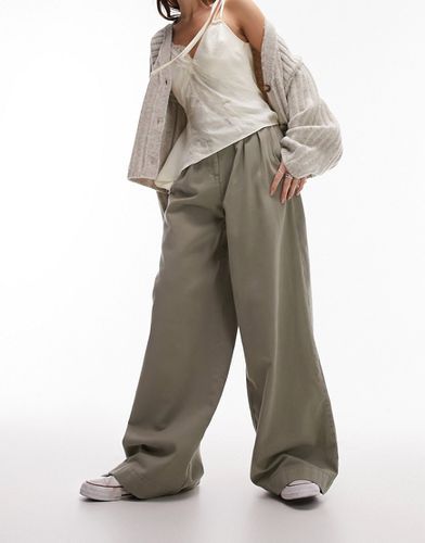 Pantalon casual ajusté à taille haute - Kaki - Topshop - Modalova