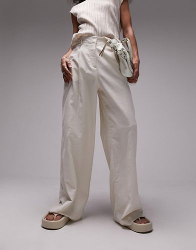 Pantalon d'ensemble ample en lin mélangé - Grège - Topshop - Modalova