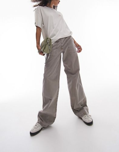 Pantalon droit à taille basse - Taupe délavé - Topshop - Modalova