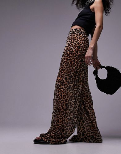 Pantalon effet froissé à imprimé léopard - Marron - Topshop - Modalova