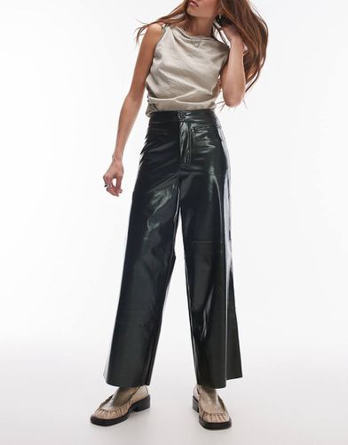 Pantalon en vinyle longueur fantaisie - Kaki - Topshop - Modalova