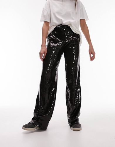 Pantalon large taille basse à sequins - Topshop - Modalova