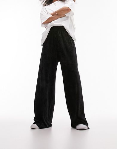 Pantalon large plissé à enfiler en velours - Topshop - Modalova