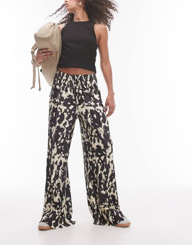 Pantalon large plissé - Imprimé animal flouté - Topshop - Modalova