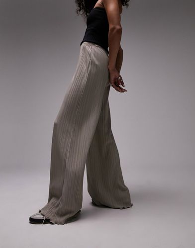 Pantalon large plissé - Taupe - Topshop - Modalova