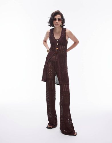 Pantalon long d'ensemble de plage en lin - Chocolat - Topshop - Modalova