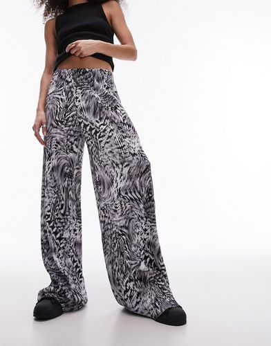 Pantalon plissé à imprimé abstrait - et blanc - Topshop - Modalova