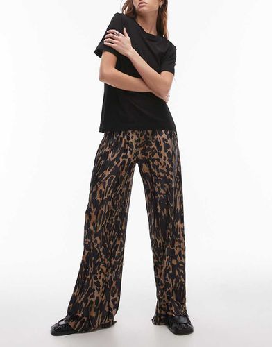 Pantalon plissé à imprimé tâches léopard - Topshop - Modalova