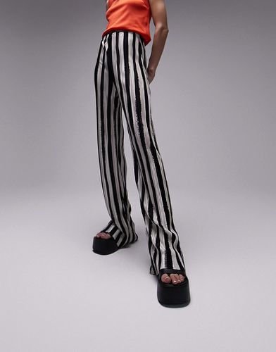Pantalon plissé ample à rayures - Monochrome - Topshop - Modalova