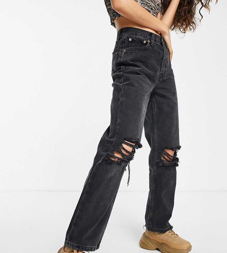 Jean dad déchiré aux genoux - délavé - Topshop Petite - Modalova