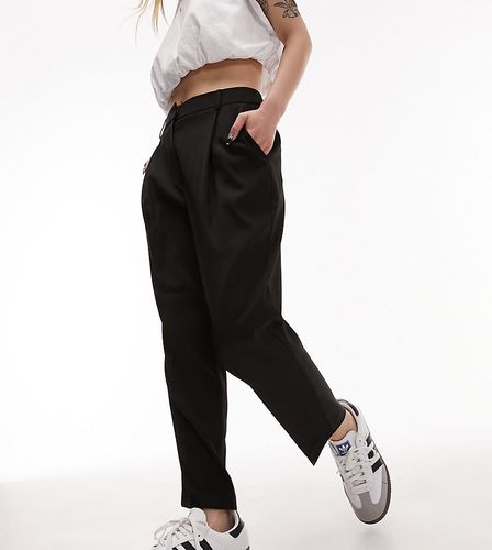 Pantalon ajusté coupe slim à plis et taille haute - Noir - Topshop Petite - Modalova