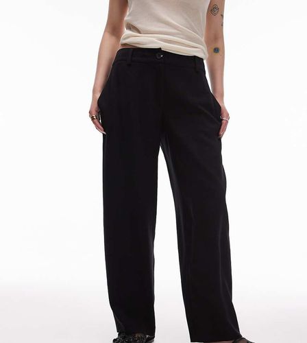 Pantalon boutonné en lin à taille basse - Topshop Petite - Modalova