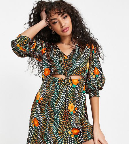 Robe courte à fleurs avec découpe et motif géométrique - Topshop Petite - Modalova