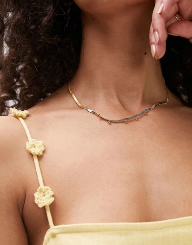 Pia - Collier en maille serpent avec perles en acier inoxydable imperméable - Topshop - Modalova