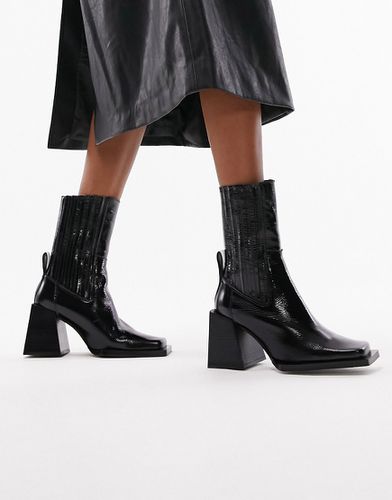 Polly - Bottes Chelsea en cuir de qualité supérieure à talon et bout carré - Topshop - Modalova