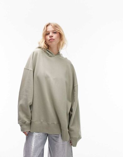 Premium - Sweat à capuche oversize - Vert sauge - Topshop - Modalova