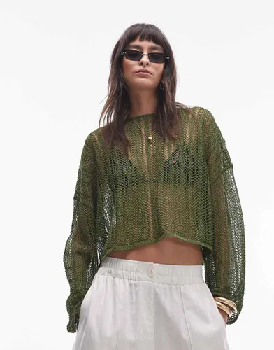 Pull en maille transparente - Kaki - Topshop - Modalova