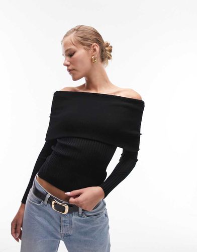 Pull en maille à encolure bardot - Topshop - Modalova