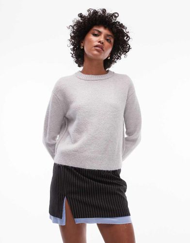 Pull ras de cou en maille avec manches raglan et coutures apparentes - Topshop - Modalova