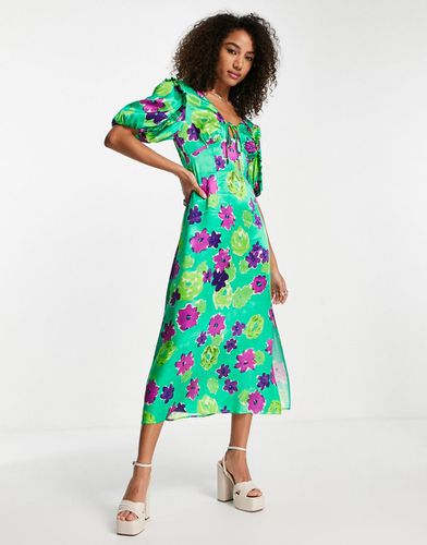 Robe mi-longue à motif fleuri avec manches ange - Topshop - Modalova