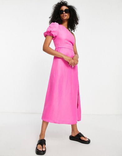 Robe mi-longue asymétrique en lin - Topshop - Modalova