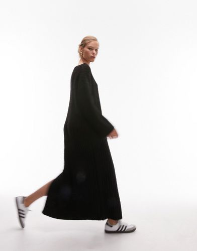 Robe mi-longue en maille côtelée bouclée de qualité supérieure - Noir - Topshop - Modalova